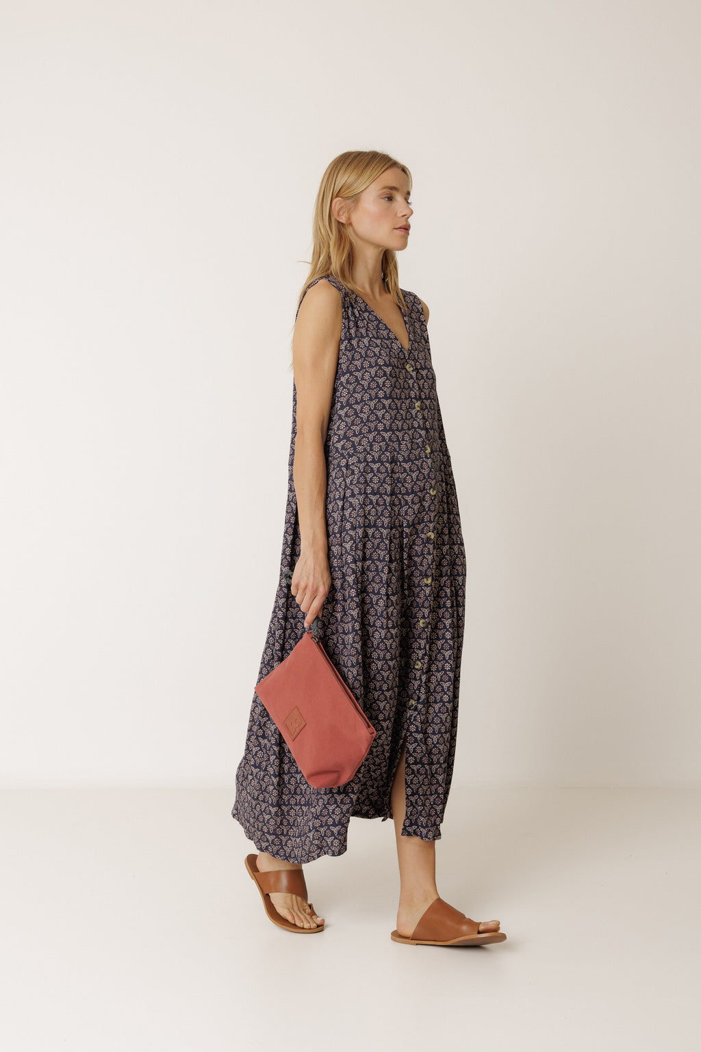Marine Blockprint Dress
