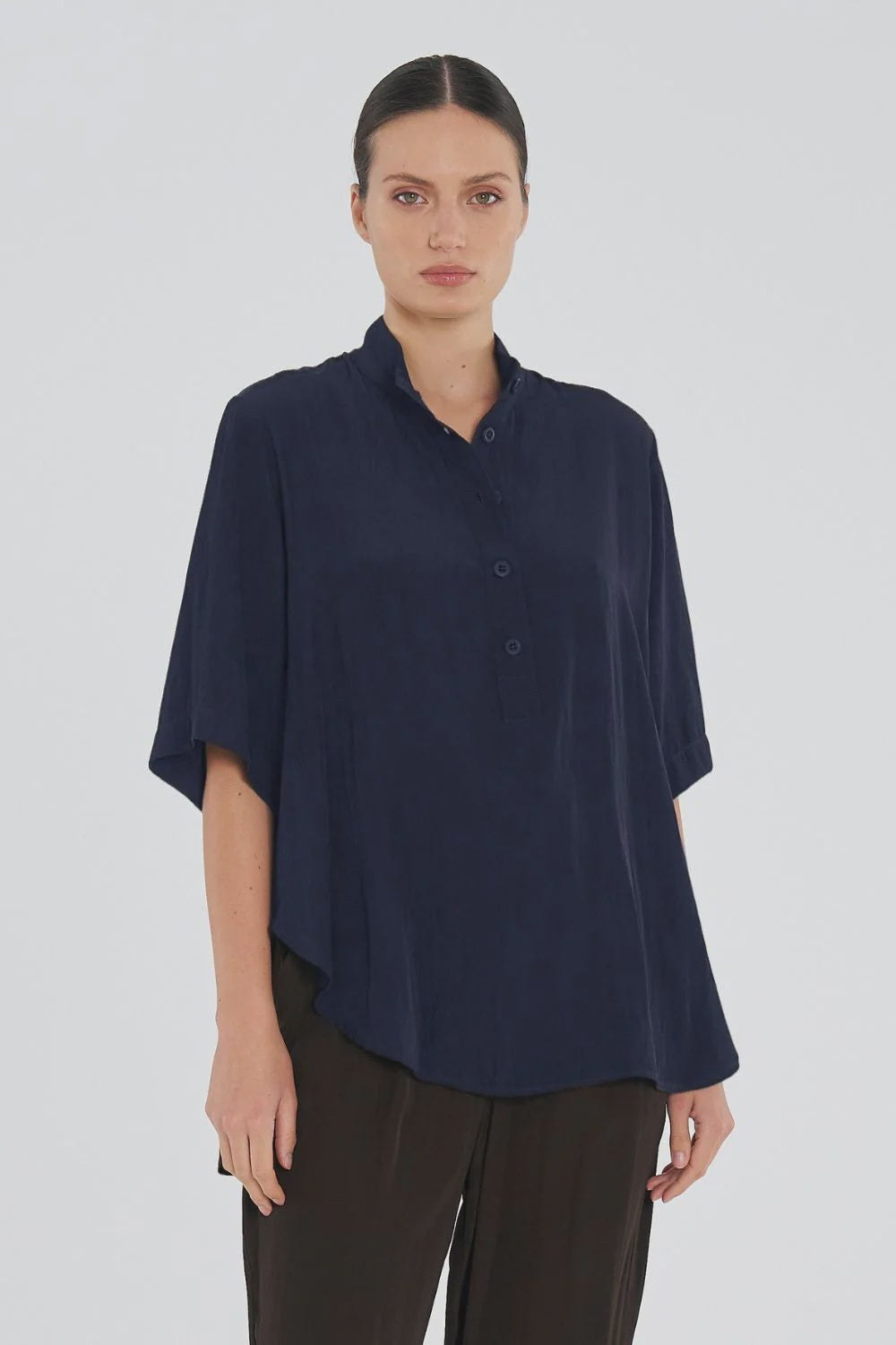 Swish Plaza Top - Navy