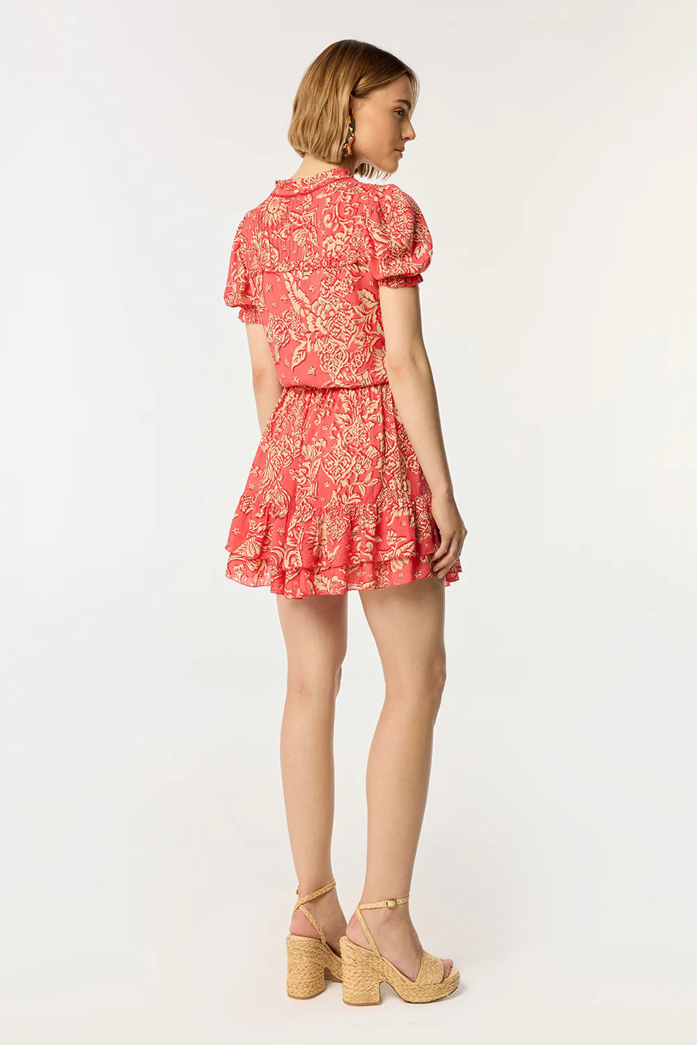 Mini Dress Bibi - Pink Oriental Foulard