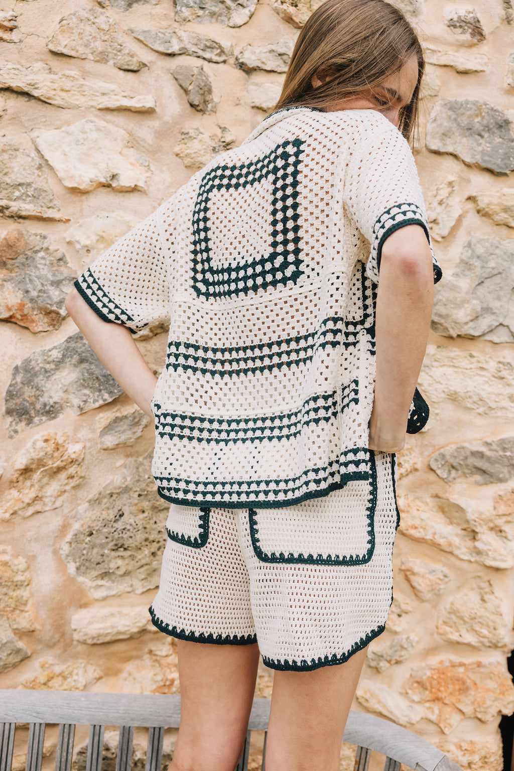 Bicolour Crochet Shorts