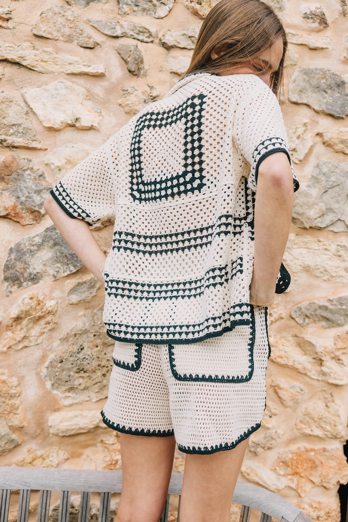 Bicolour Crochet Shorts