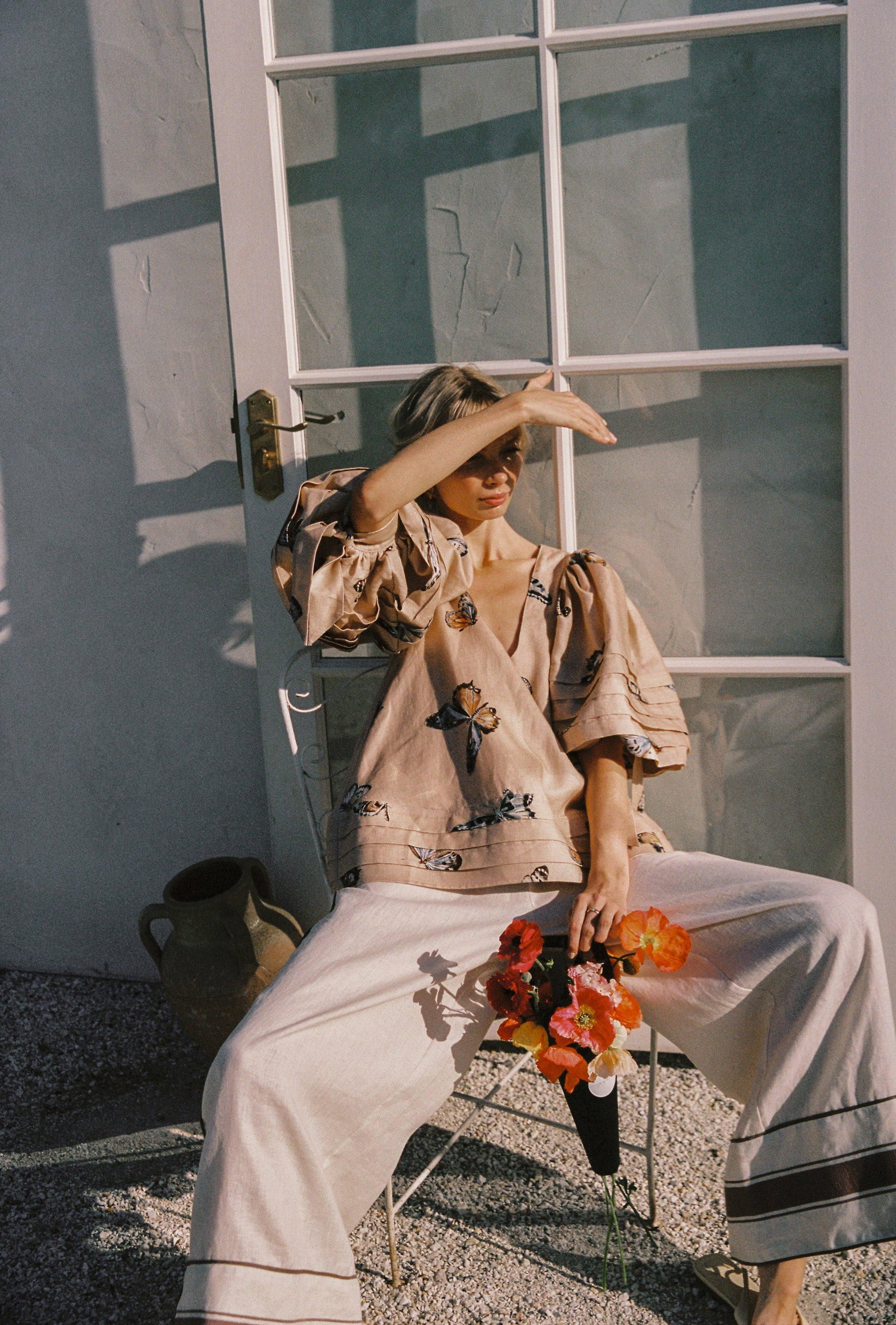 Flora Linen Pant - Biscotti