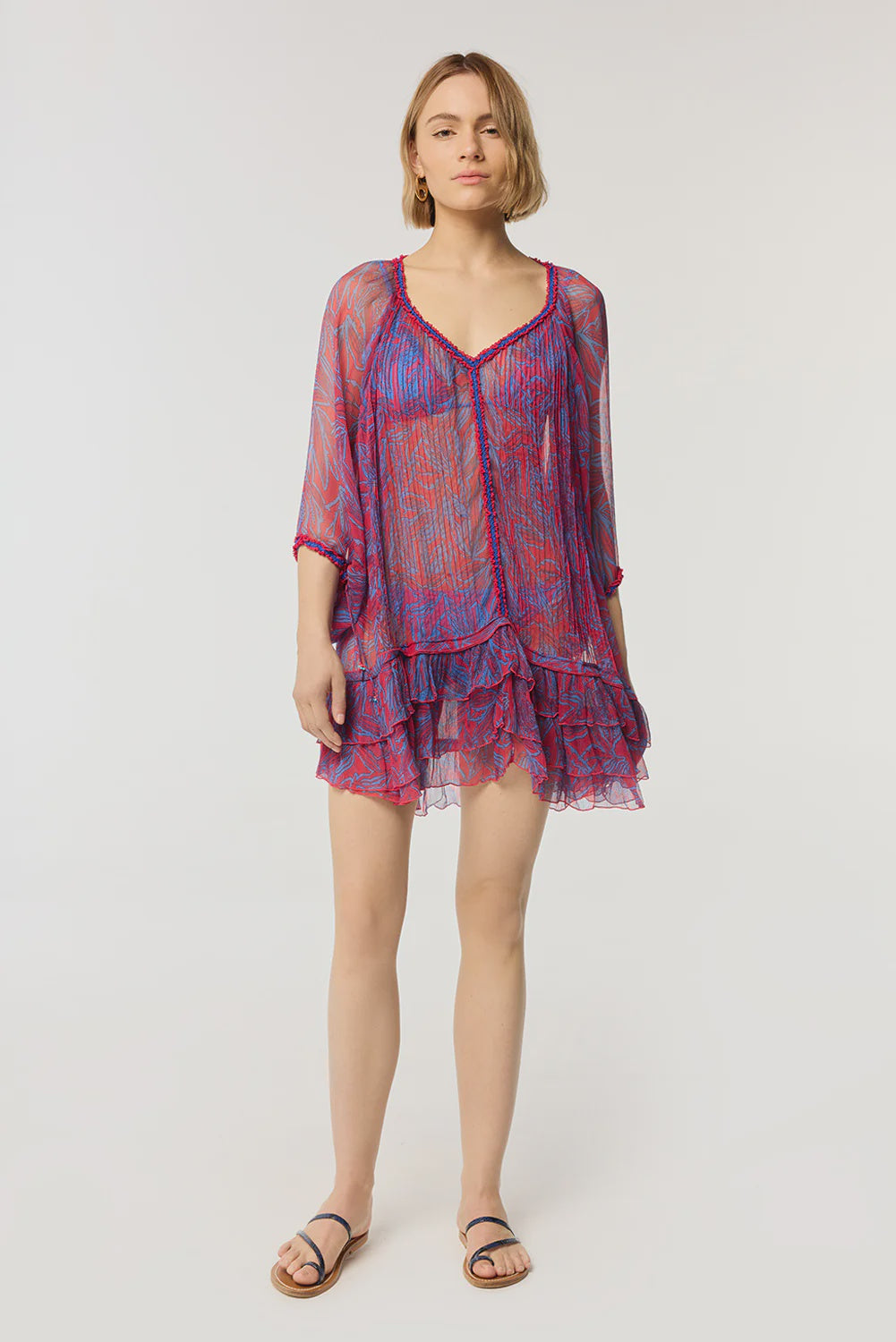 Silk Poncho Nava - Pink Pop Tiger