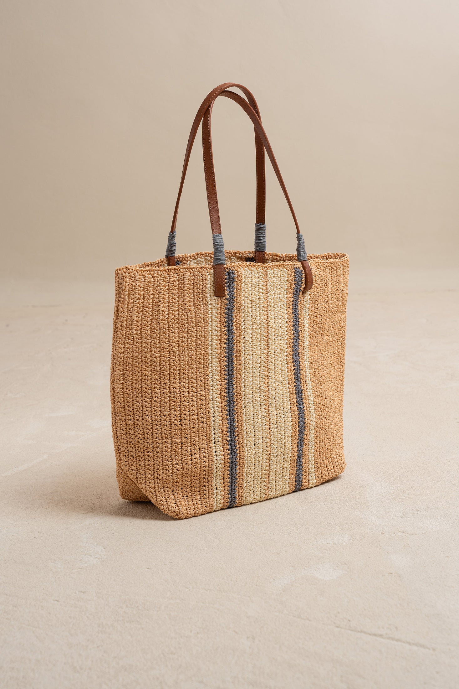 Tri Colour Raffia Bag
