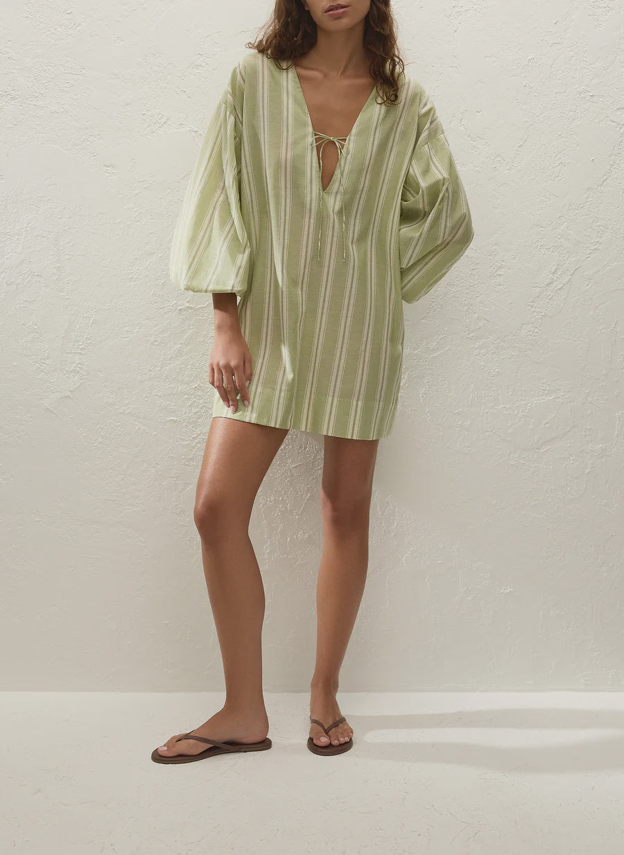 Pia Mini Dress - Faded Juniper Stripe