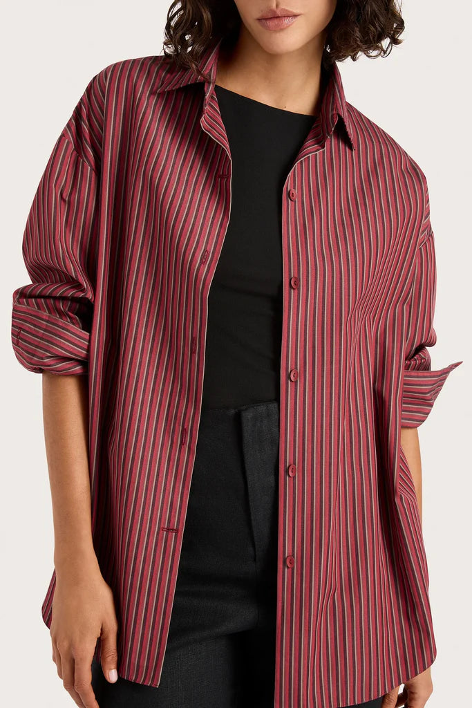 Freja Shirt Wine Stripe