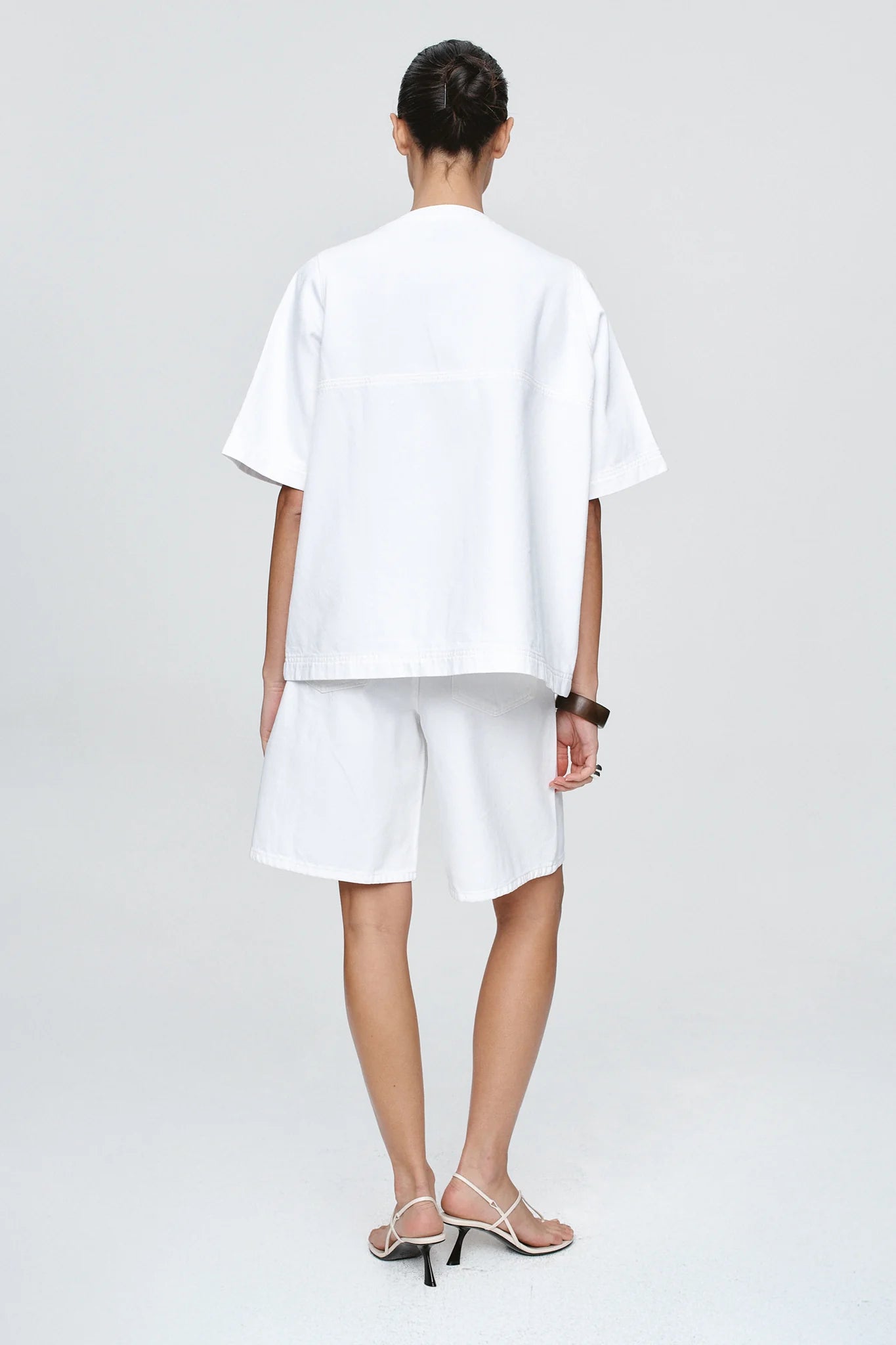 Short Sleeve Seam Shirt - Blanc