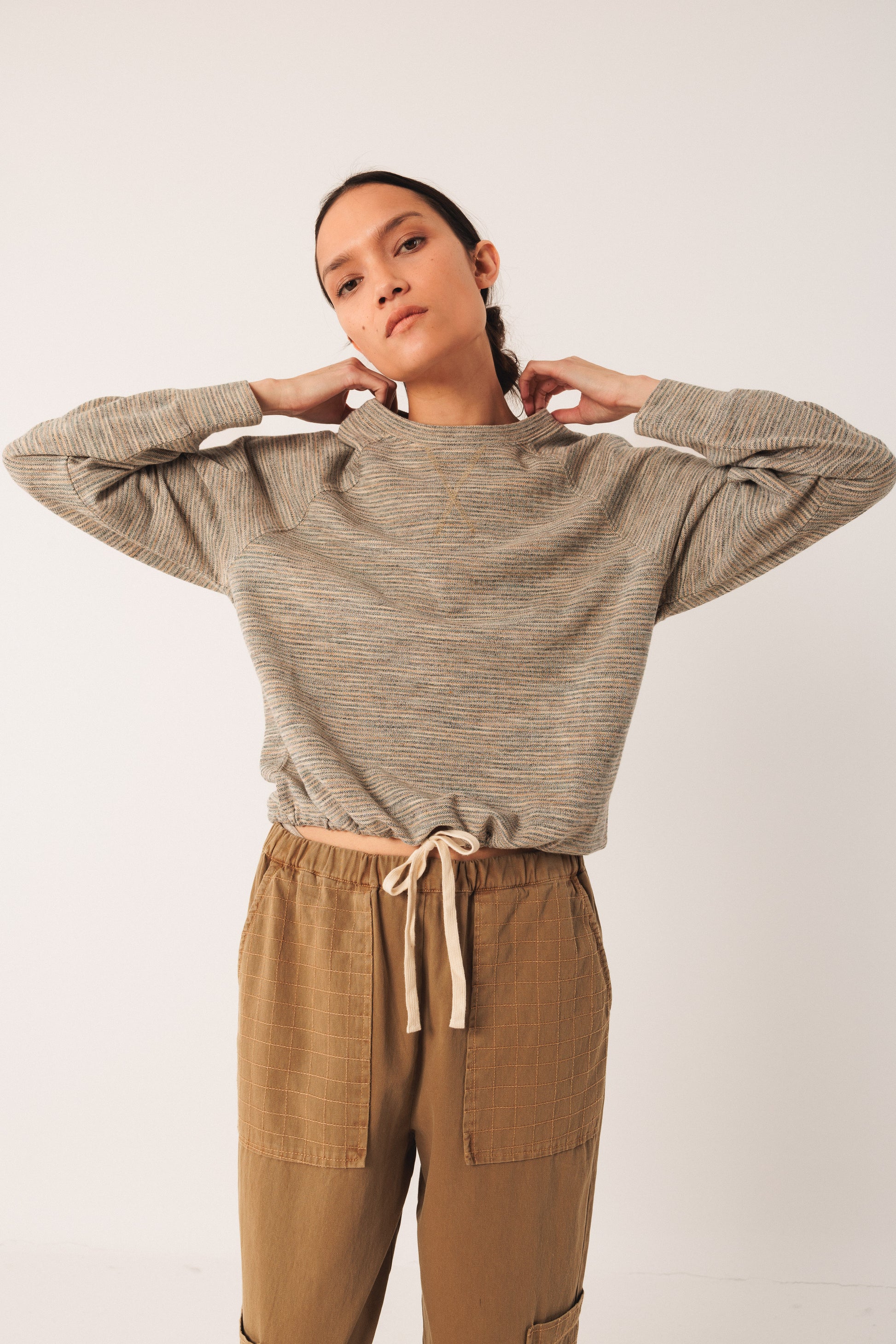 Cotton Pique Sweatshirt