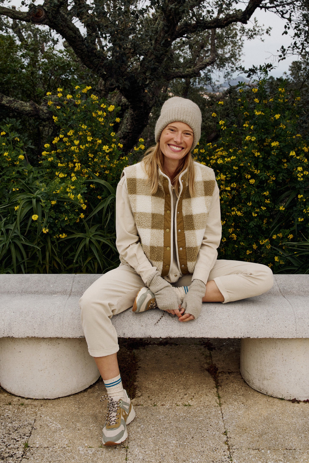 Teddy Paid  Fleece Vest