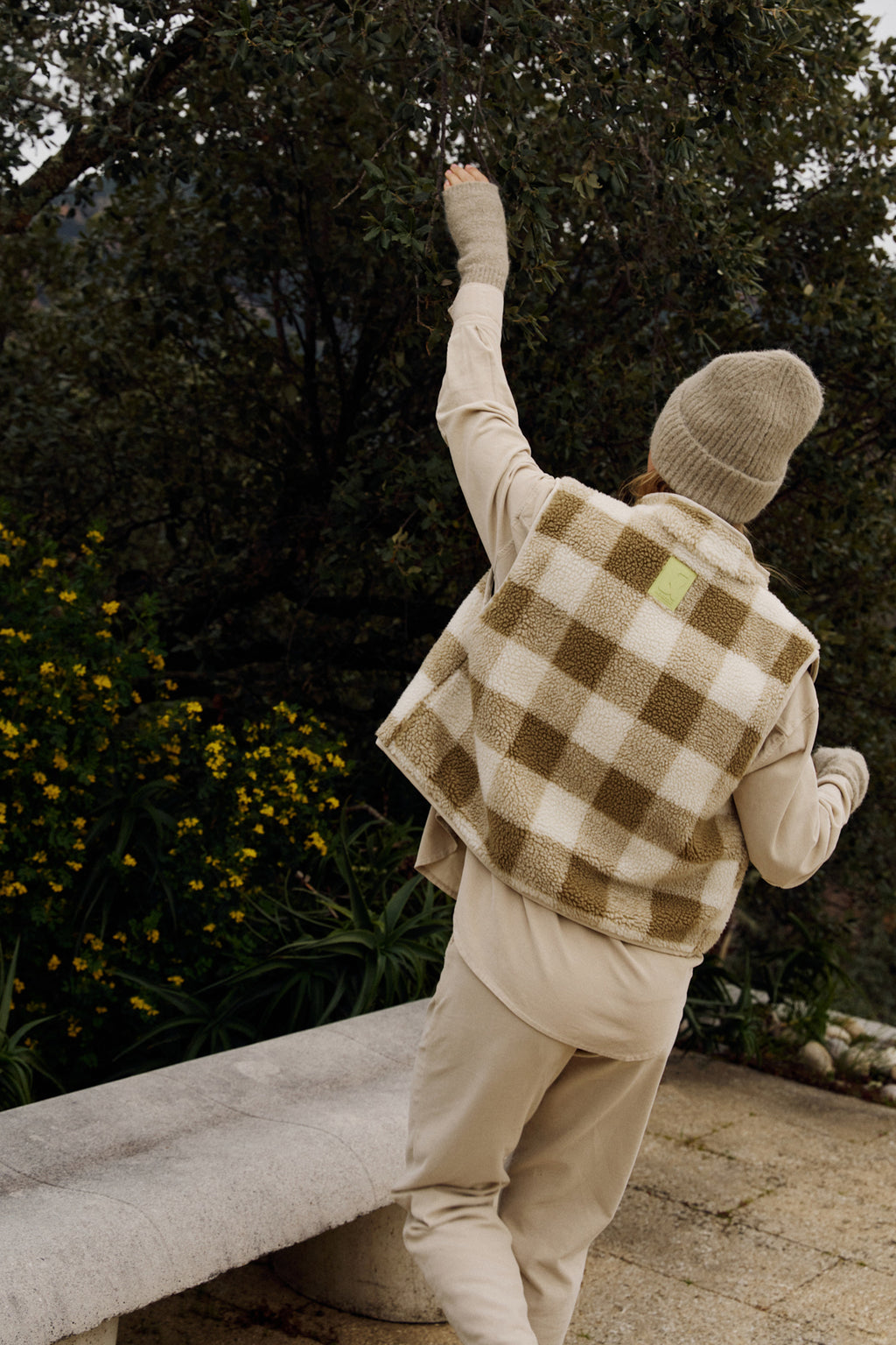 Teddy Paid  Fleece Vest