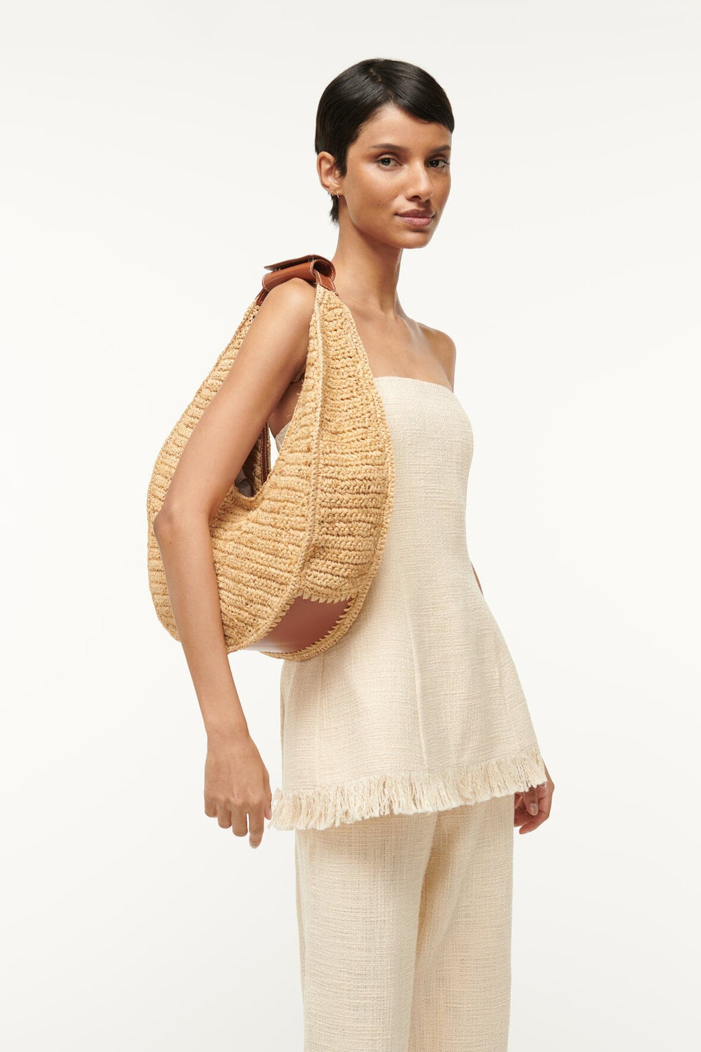 Large Raffia Moon Tote