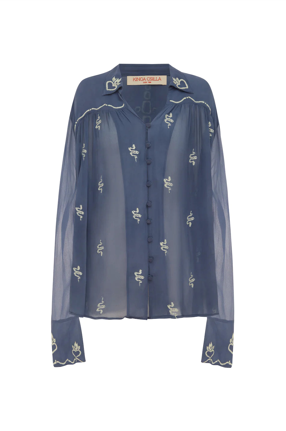 Serpentine Embroidered Silk Shirt
