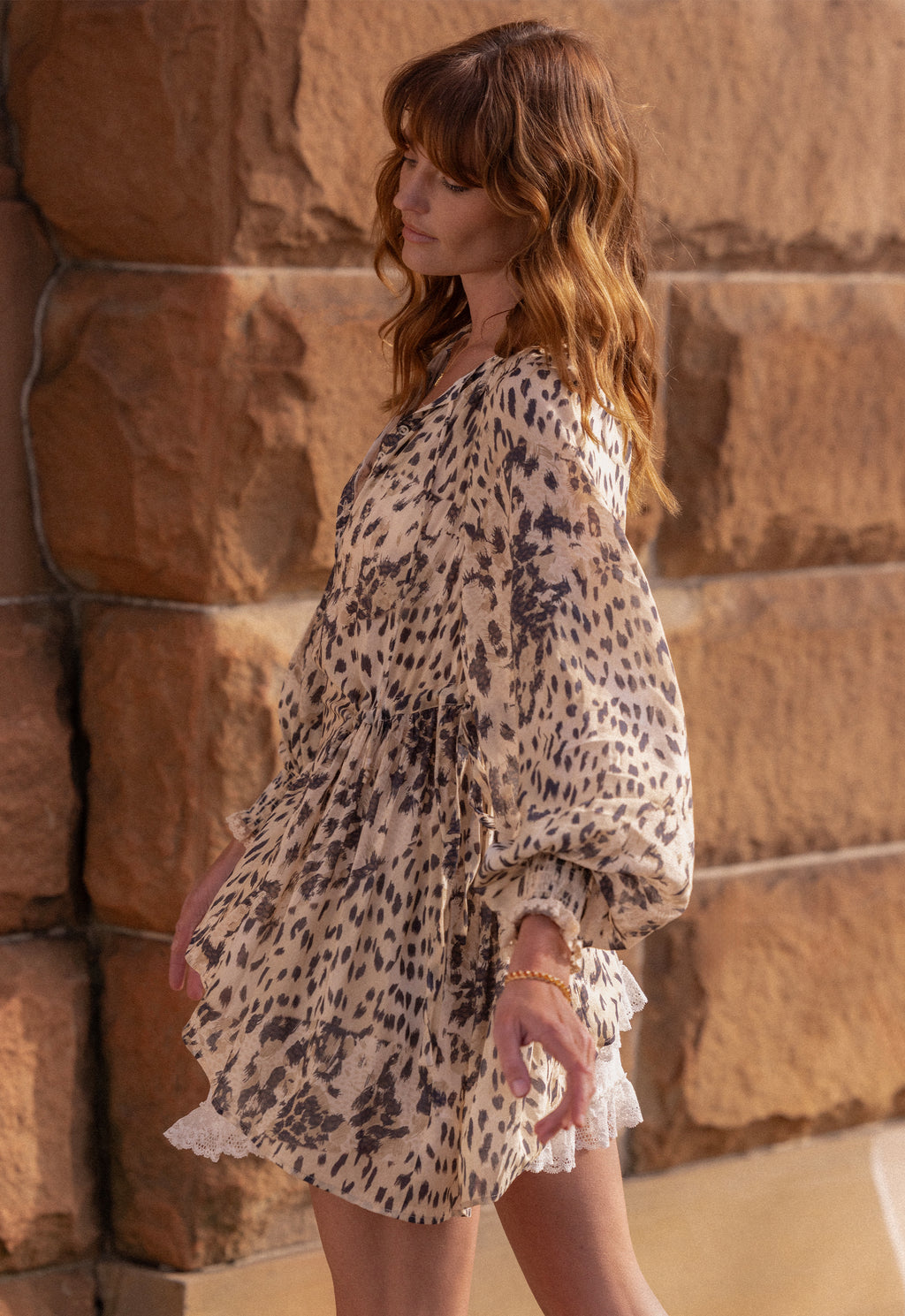 Snow Leopard Asymmetric Blouse