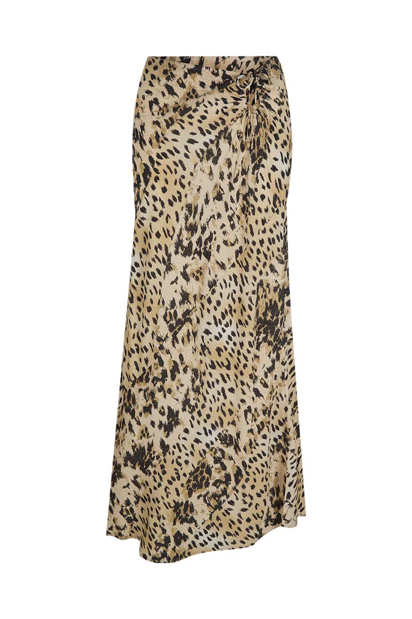 Snow Leopard Bias Maxi Skirt