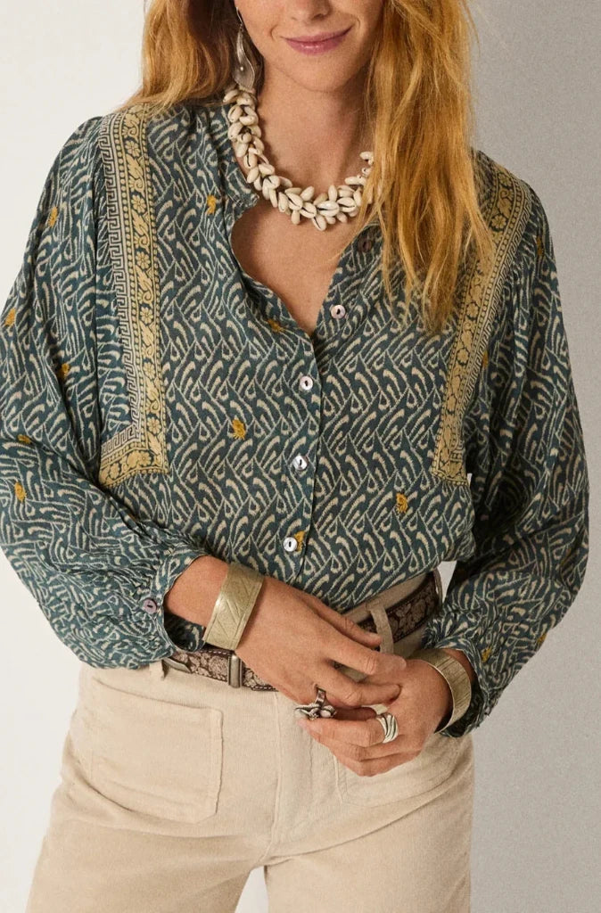 Marilyn Blouse - Blue Shibori