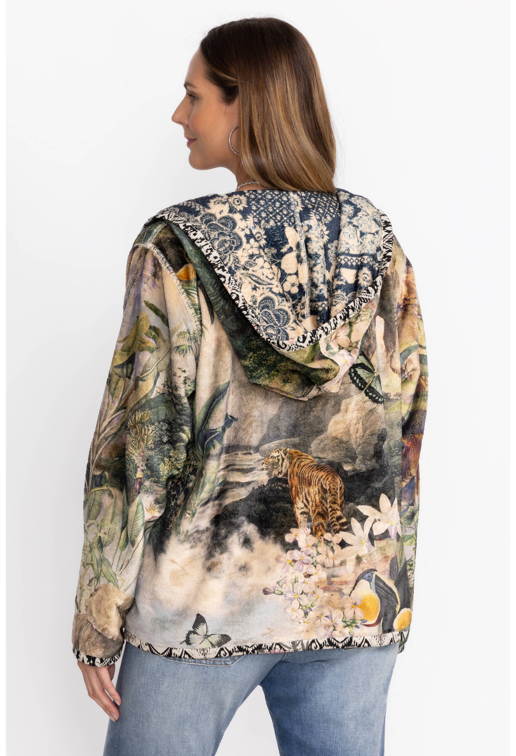 Joan Sherpa Jacket - Rawi Scarf Print