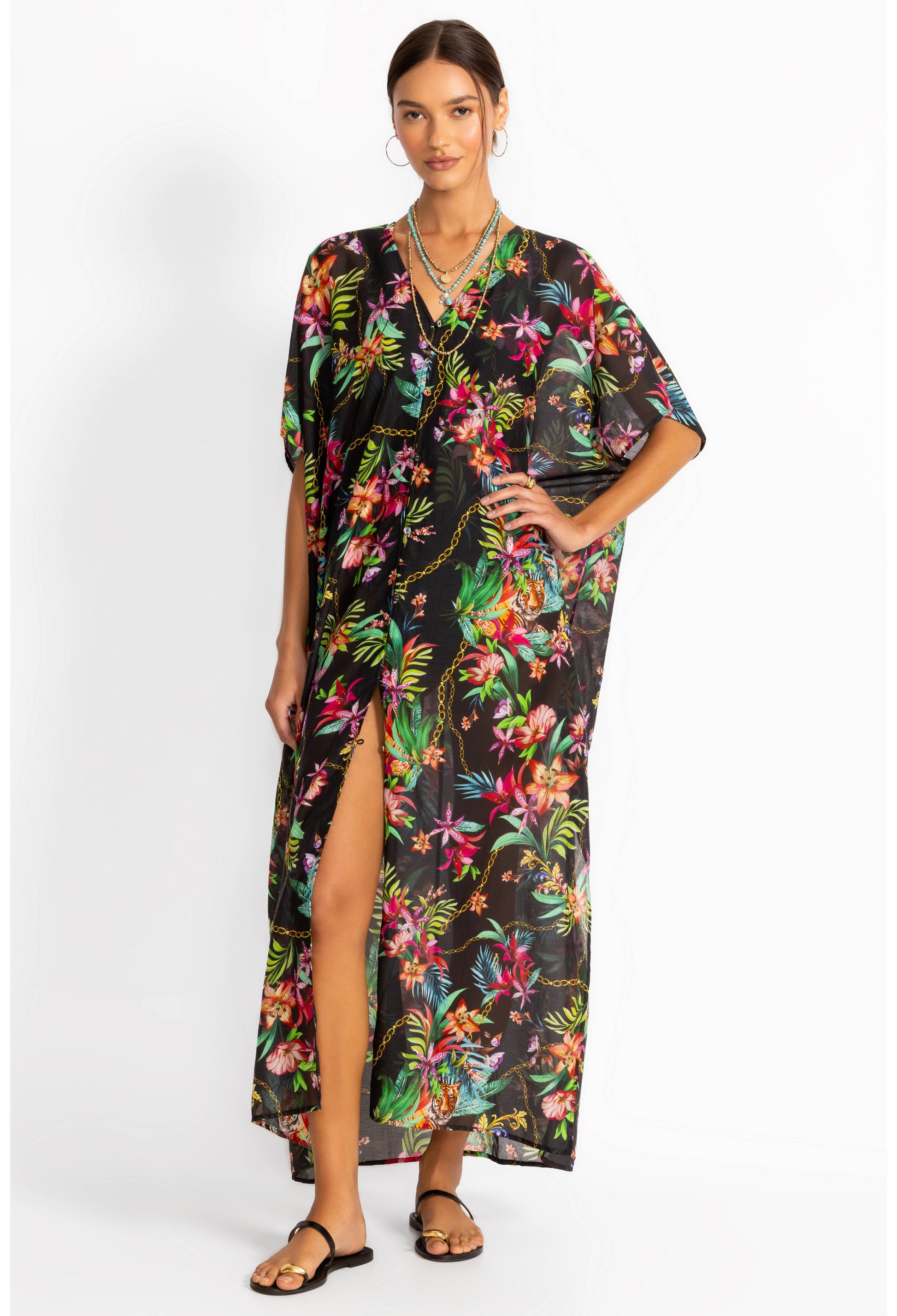 V Neck Kaftan - Miller Black S/M