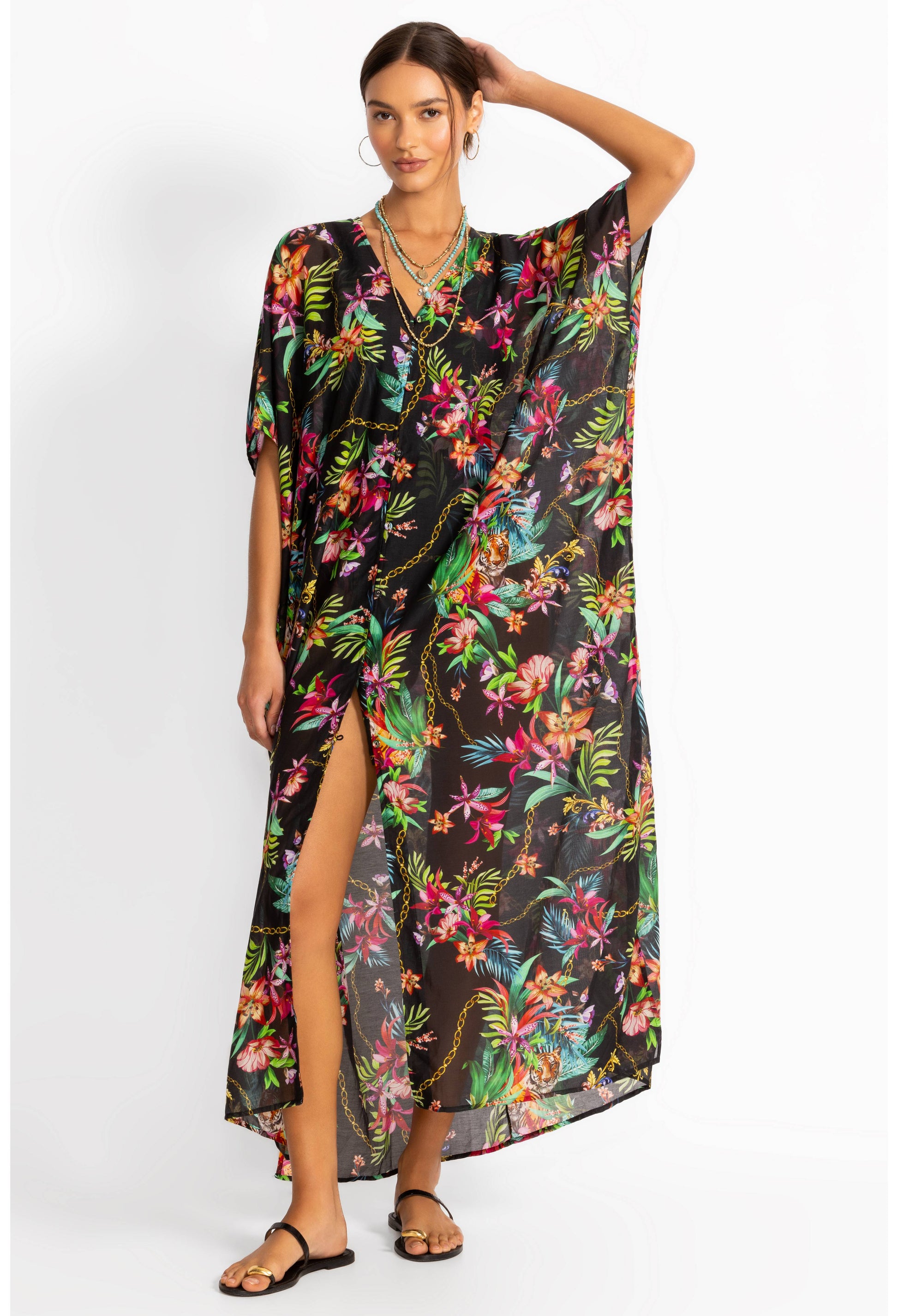 V Neck Kaftan - Miller Black S/M