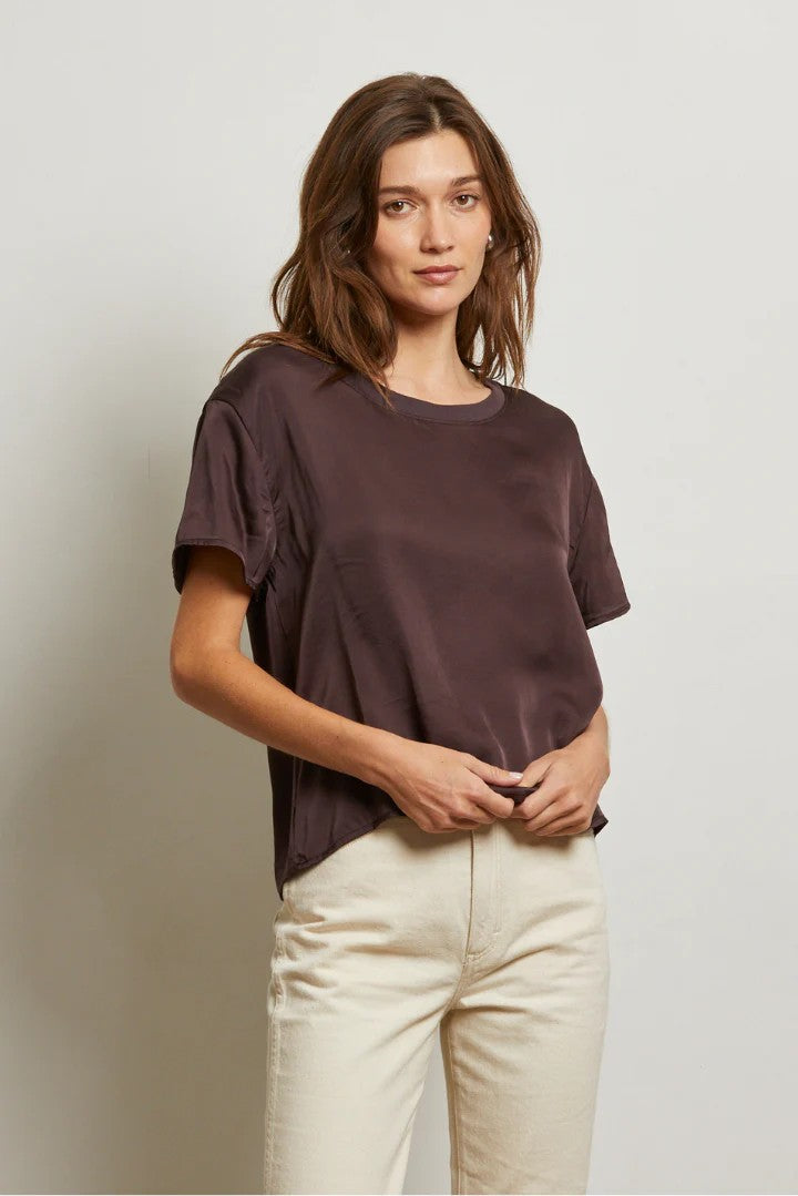 Delphine Satin Crew Tee