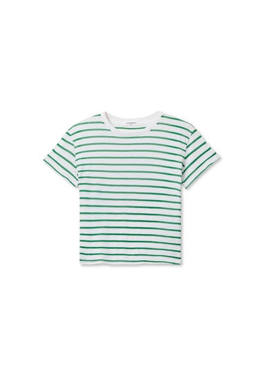 Everett Boxy Crewneck Tee - Grass Stripe