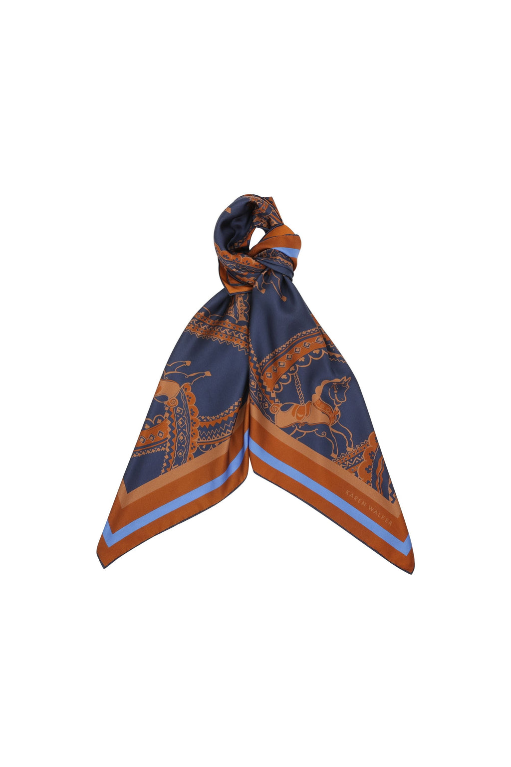 Carousel Classic Silk Scarf Navy