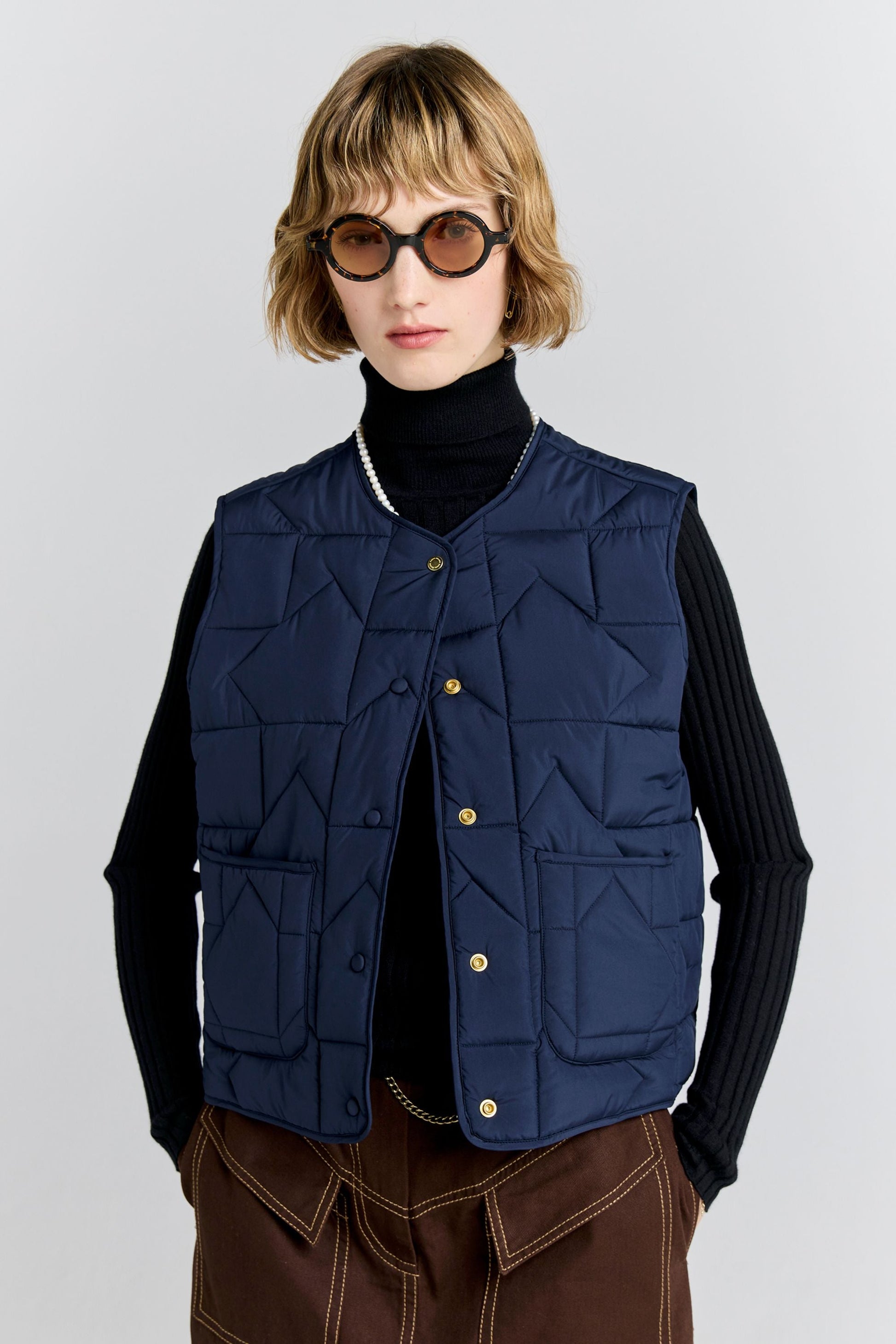 Quilted Drift Vest - Navy