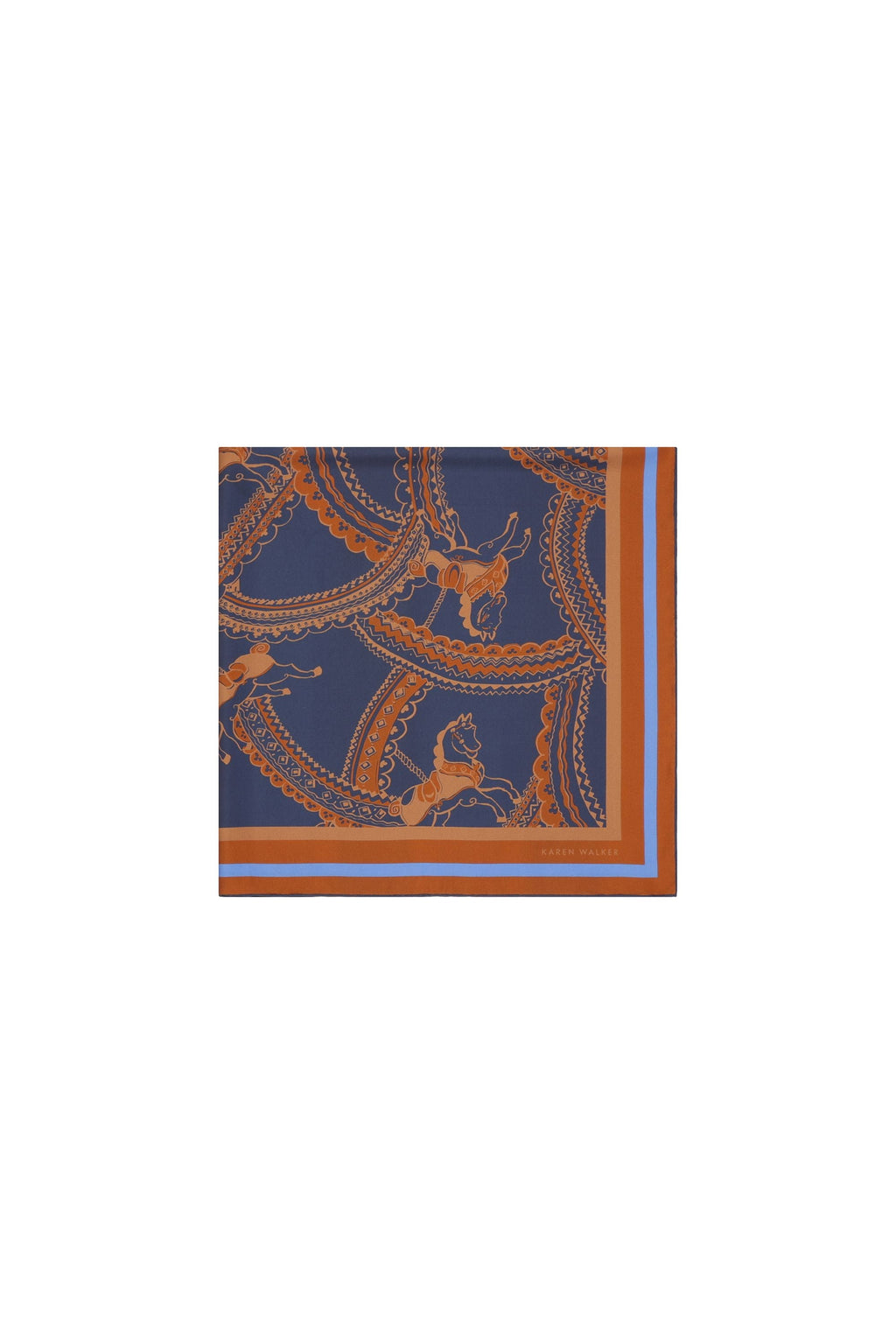 Carousel Classic Silk Scarf Navy