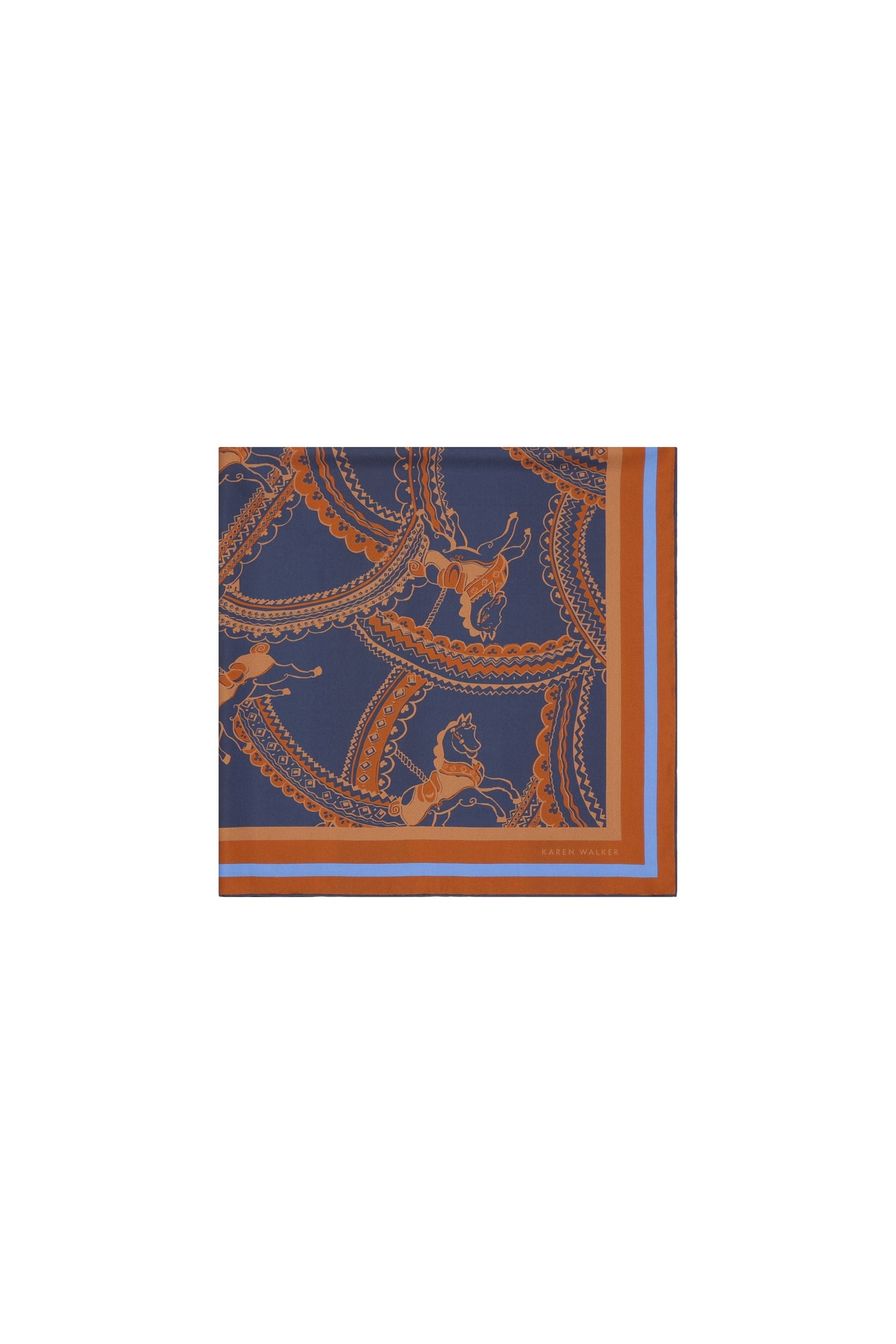 Carousel Classic Silk Scarf Navy