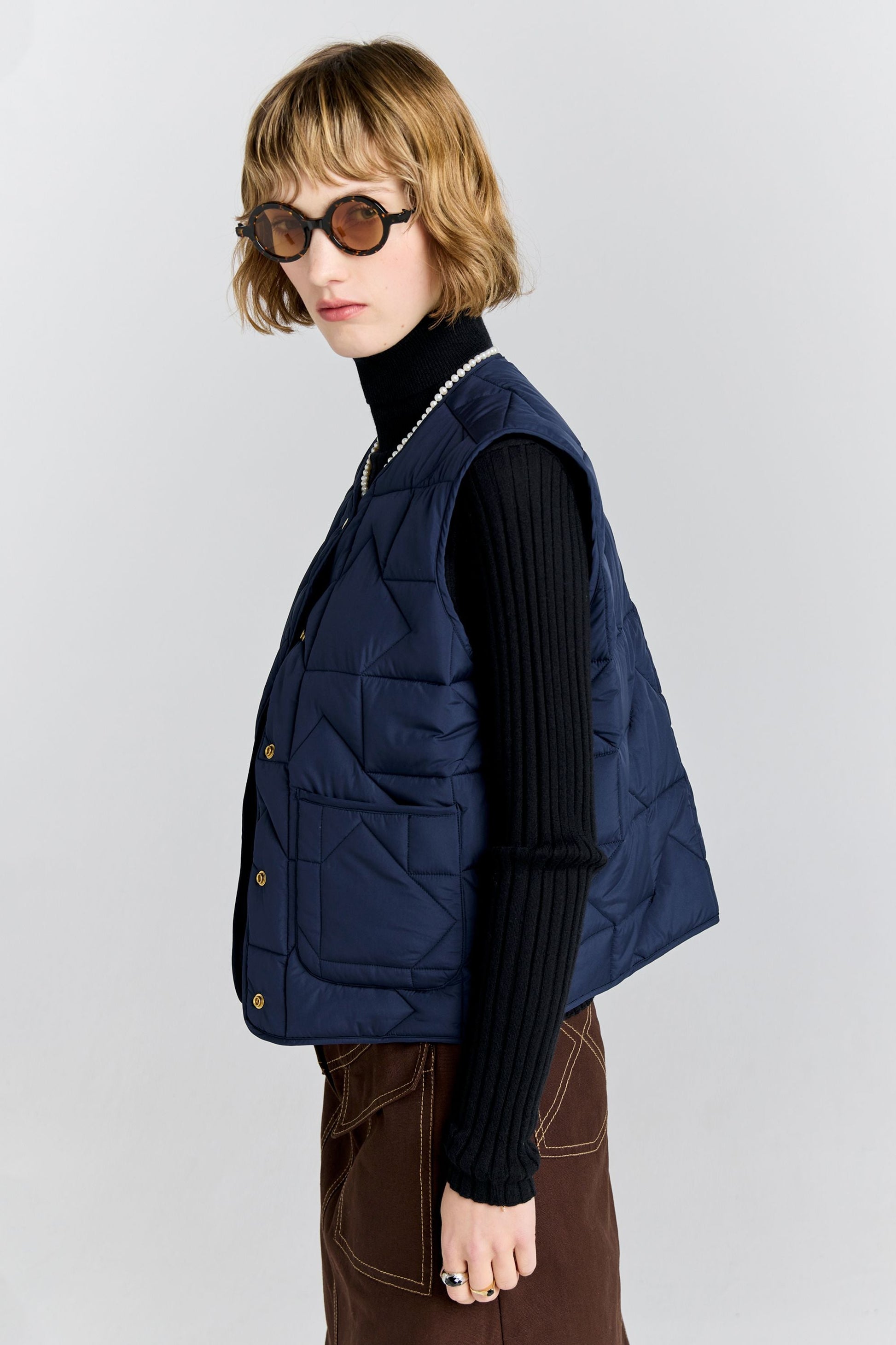 Quilted Drift Vest - Navy