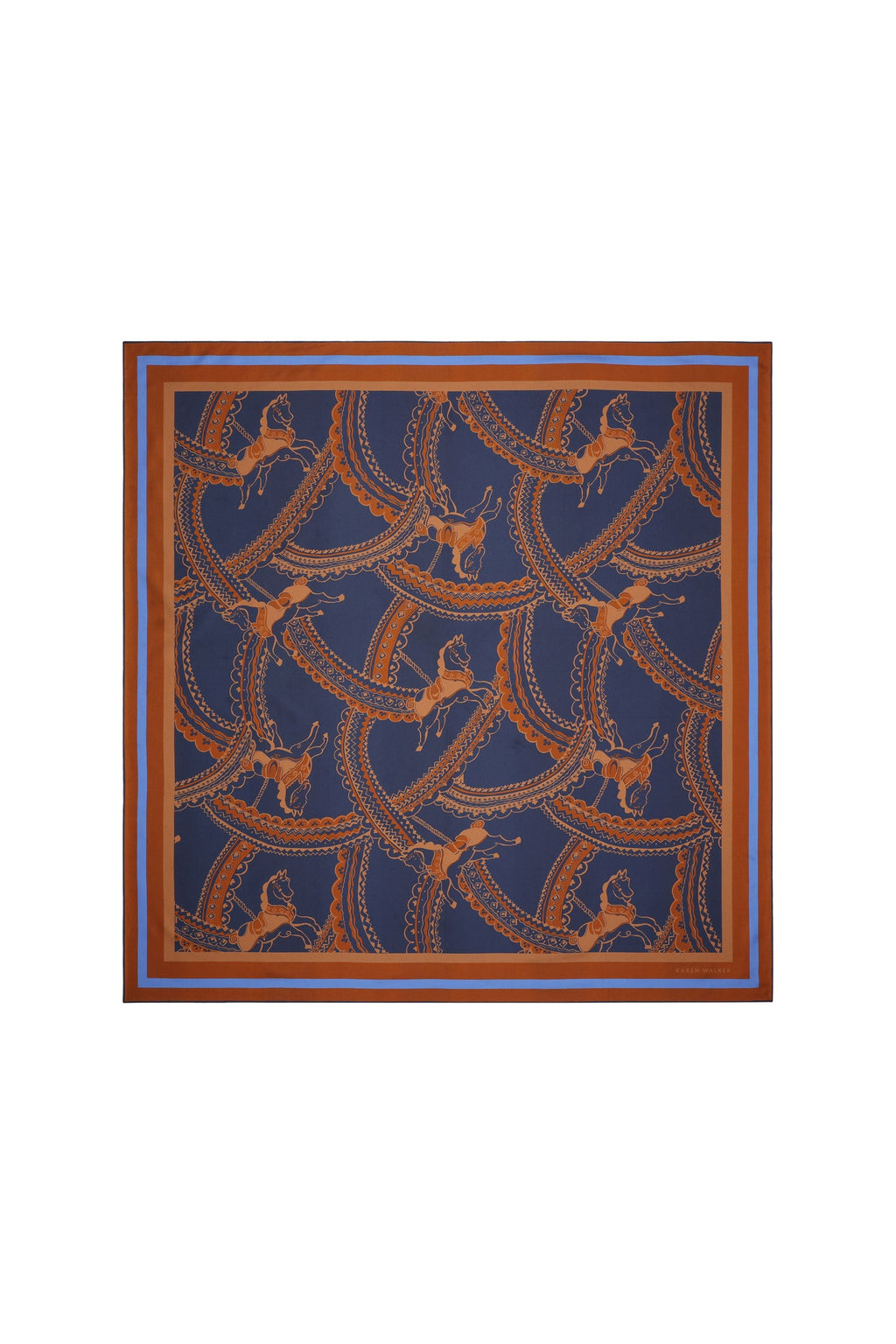 Carousel Classic Silk Scarf Navy