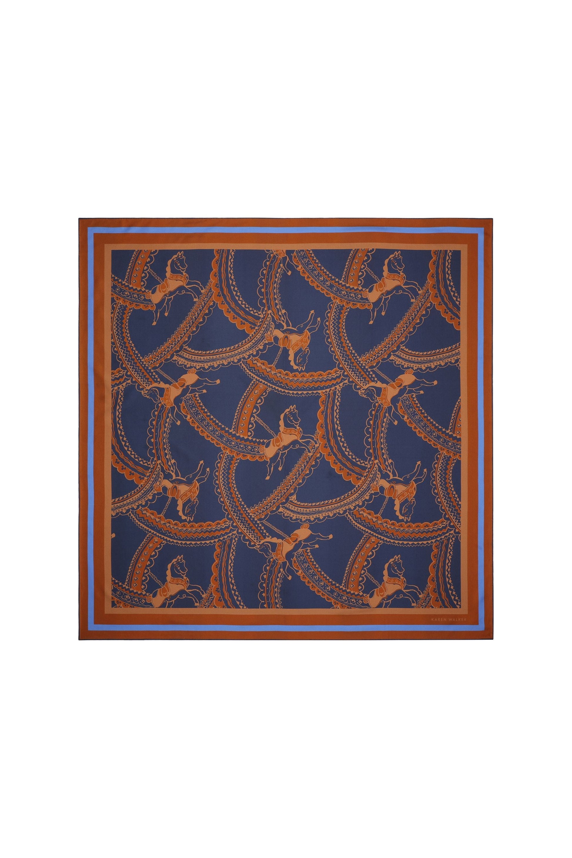 Carousel Classic Silk Scarf Navy