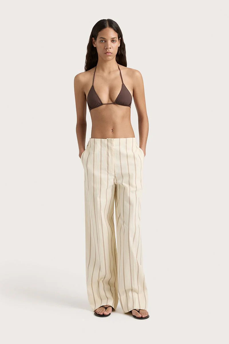 Maeve Shadow Stripe Trouser - Butter
