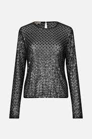 Jasmine Top - Black Flower Sequins