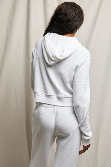 White Waffle Inez Zip Hoodie