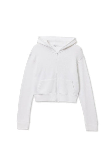 White Waffle Inez Zip Hoodie