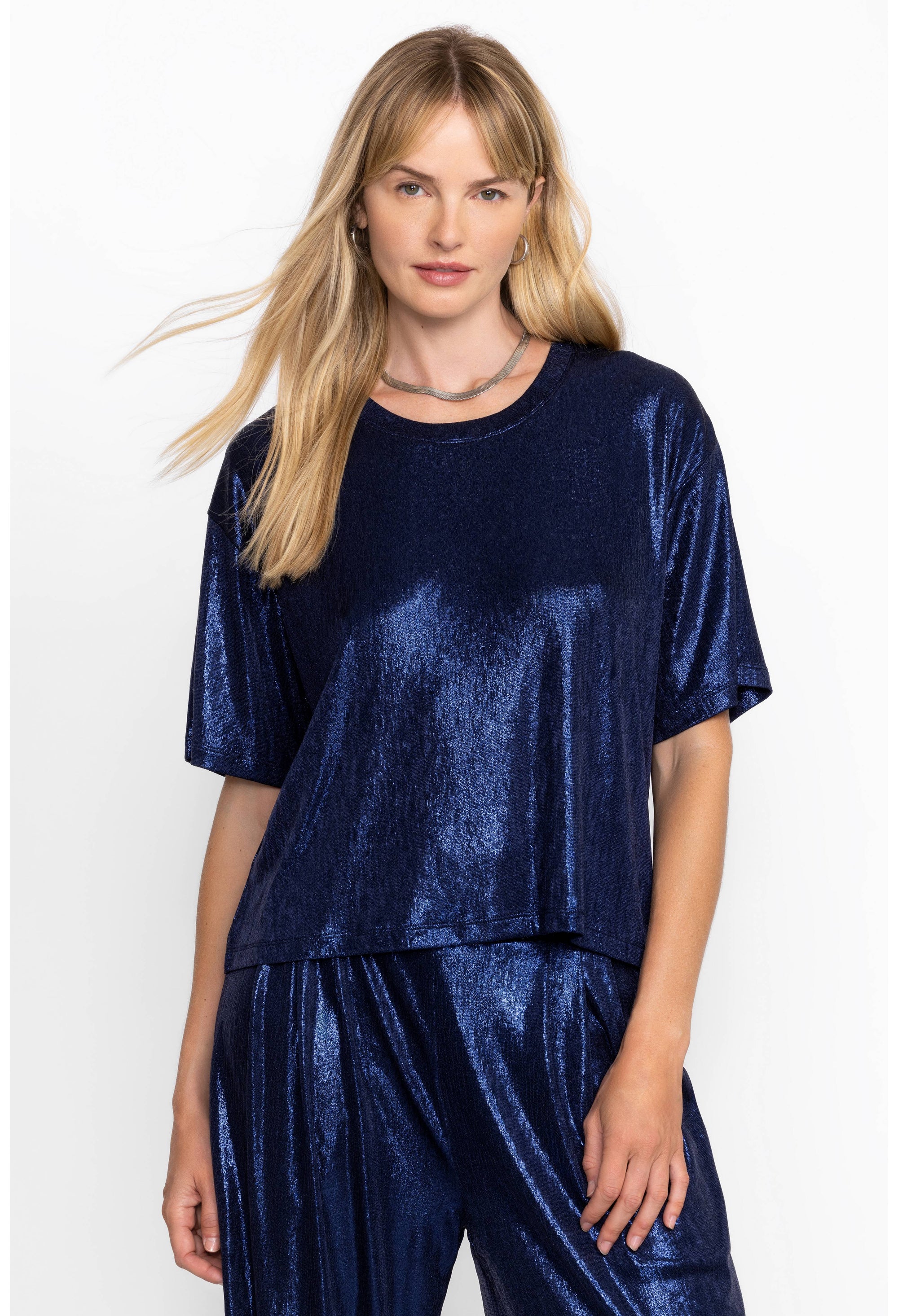 Andi Oversized Tee - Metallic Sapphire Blue