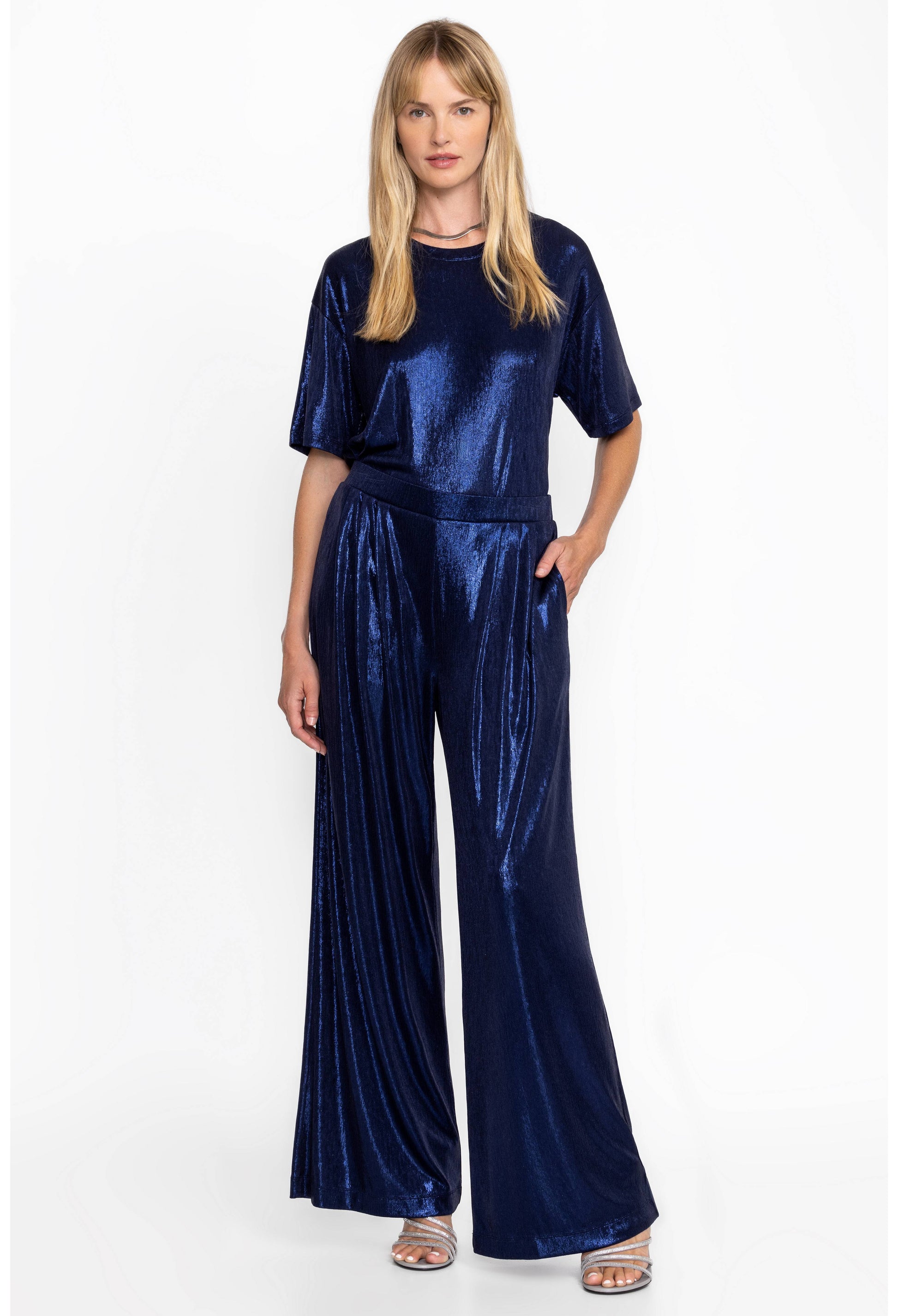 Bristol Knit Pant - Metallic Sapphire Blue