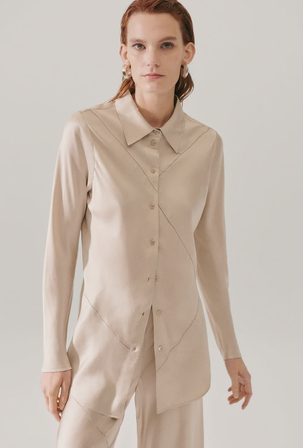 Splice Bias Cut Shirt - Hazelnut