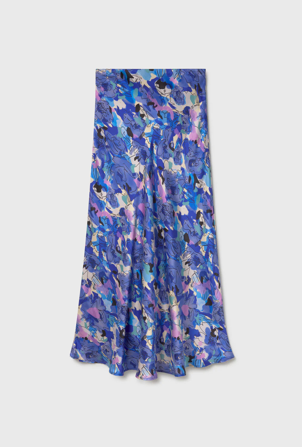 Long Bias Cut Skirt - Cornflower Floral