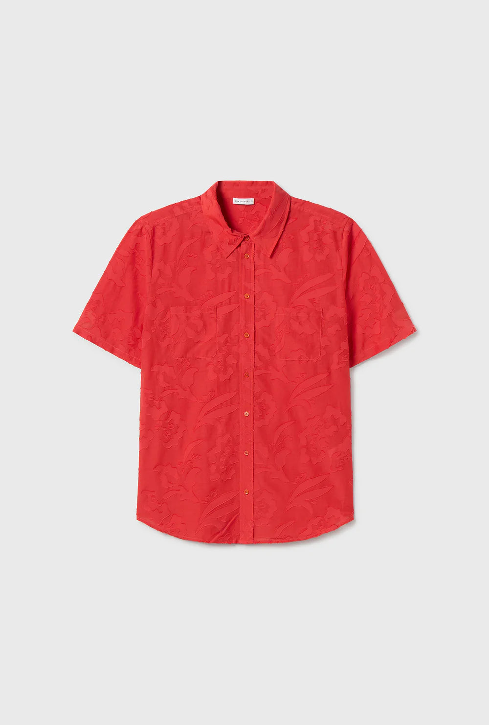 Clip Silk Short Sleeve Boyfriend Shirt - Geranium