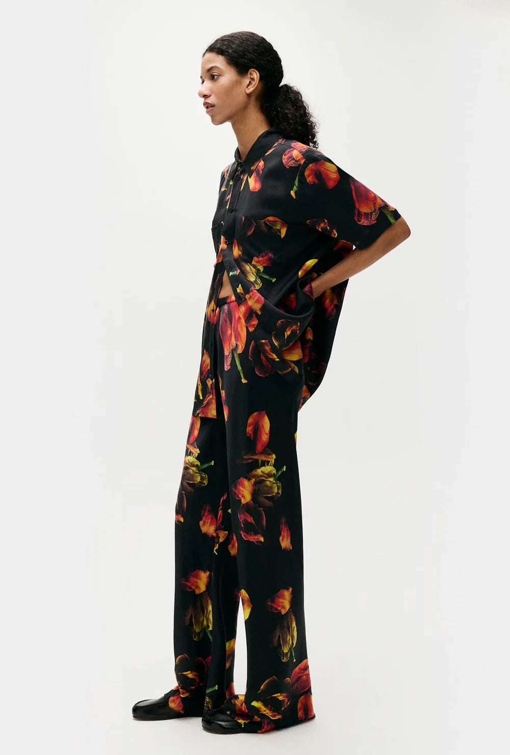 Bias Cut Pants - Tulipa Black