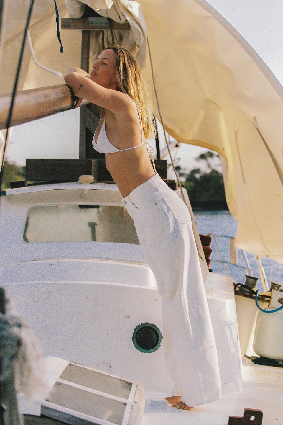 Olive Mid Slouchy Wide Jean - Bone