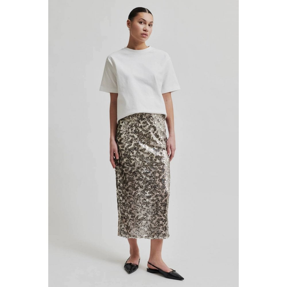 Pailey Metallic Skirt - Silver Birch