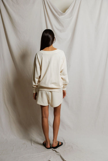 Sinead Relaxed French Terry V Sweatshirt - Ivory
