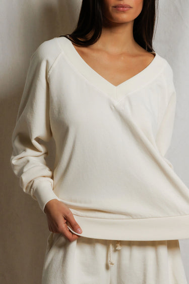Sinead Relaxed French Terry V Sweatshirt - Ivory