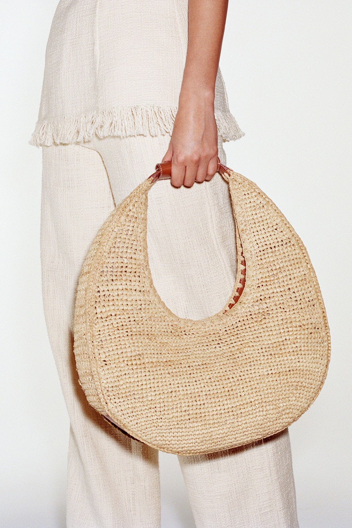 Large Raffia Moon Tote