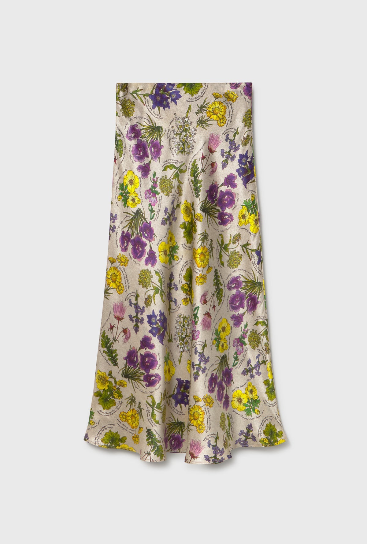 Long Bias Cut Skirt - Endangered Flowers