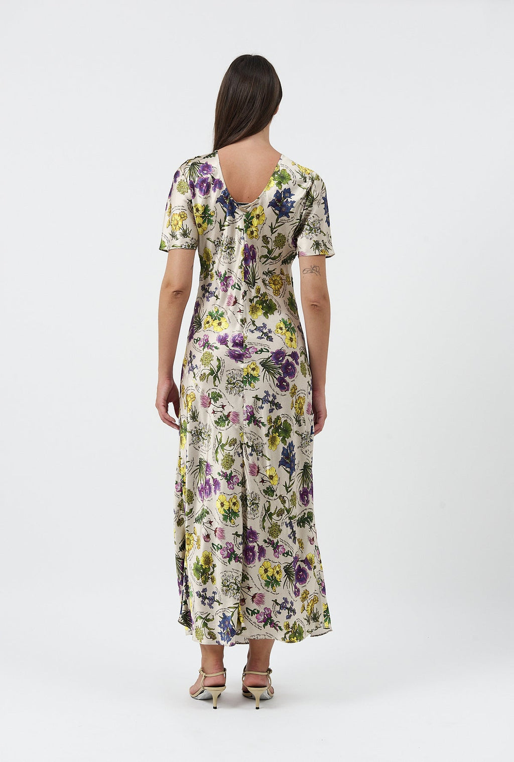 Short Sleeve Bias Cut Dress - Endangered Flowers