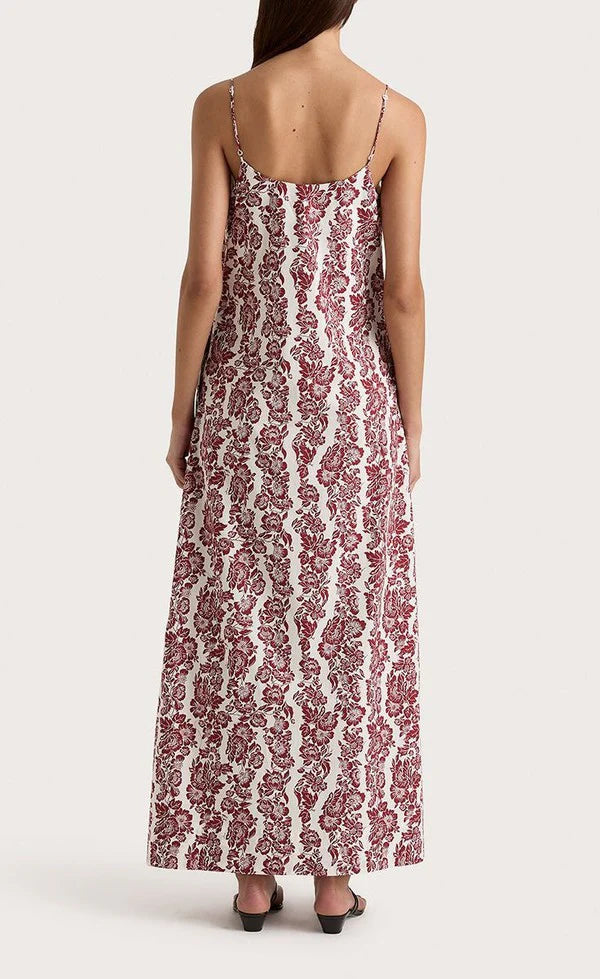 Alskar Maxi Dress Striped Floral Wine