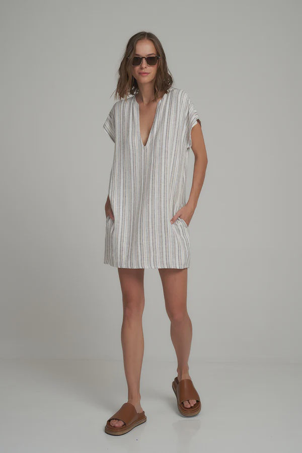 Alba Dress - Grey Sand Stripe